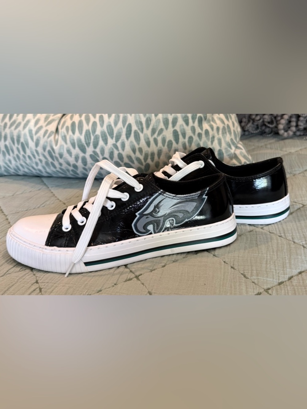 Philadelphia Eagles Womens Team Color Metallic Low Top Canvas Shoes